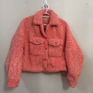 Free People We the Free pink Sherpa teddy Jacket extra small